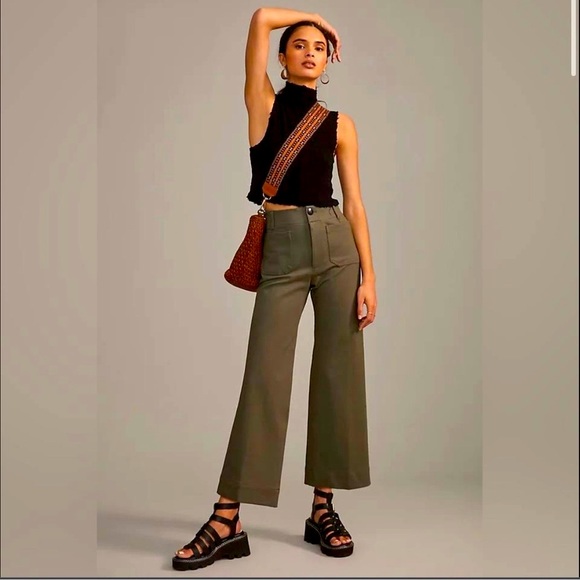 Anthropologie Pants - 🐉 NWT Anthropologie Wide Leg Colette size 28- Green Ponte Pants- by Maeve